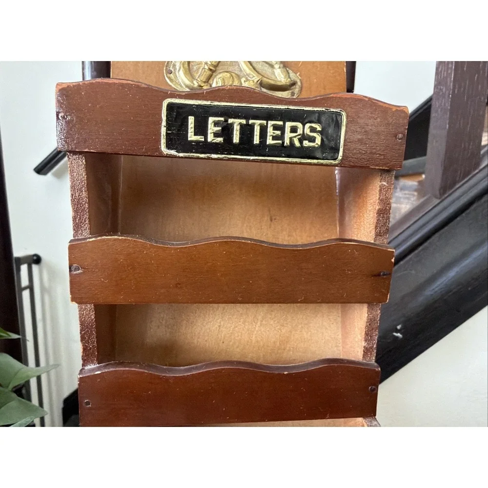 Vintage Wooden Letter/Bills/Holder Mail Organizer Wall Mount 20.25
